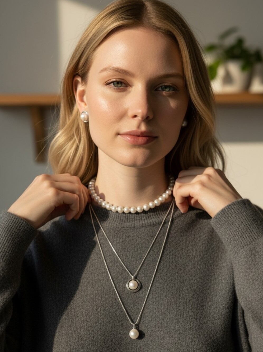 4PC CURATED SET: 3 INDIVIDUAL FAUX PEARL NECKLACES WITH MATCHING EARRINGS. NEW